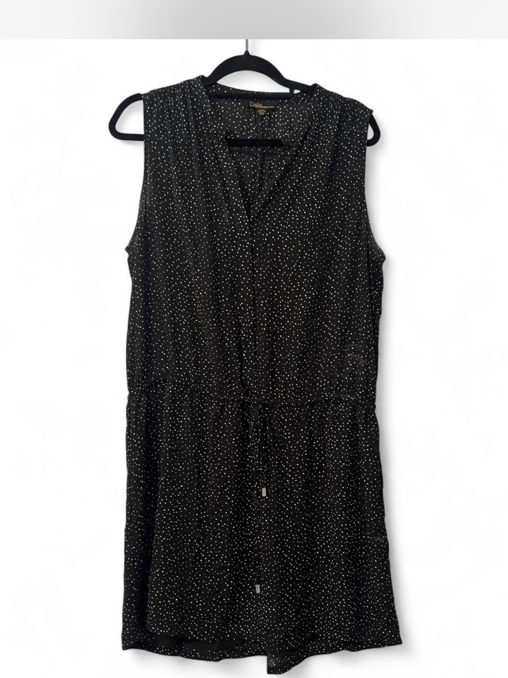 Dalia Polka Dot Sleeveless Dress- Black and White